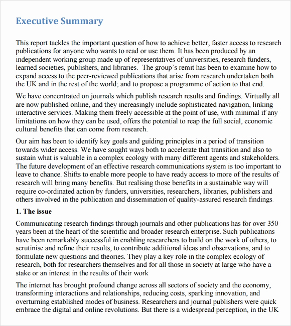 Executive Summary Report Example New Executive Summary Template 14 Download Documents In Pdf