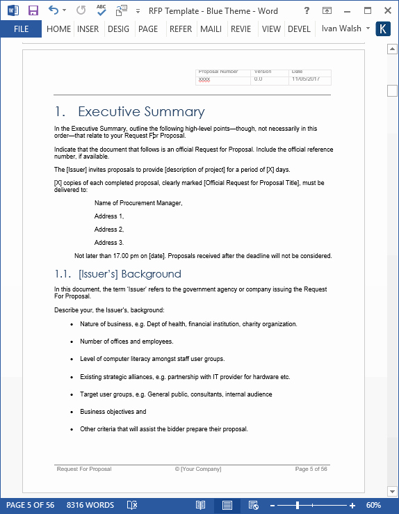 Executive Summary Sample for Proposal Unique Request for Proposal Rfp Templates In Ms Word and Excel