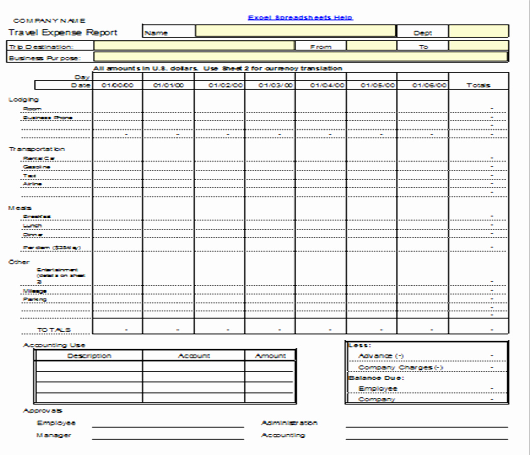 Expense Report Templates Excel Awesome Excel Spreadsheets Help Travel Expense Report Template