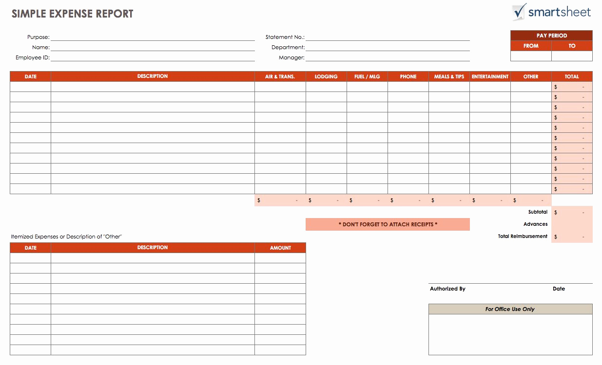 Expense Report Templates Excel New Free Expense Report Templates Smartsheet