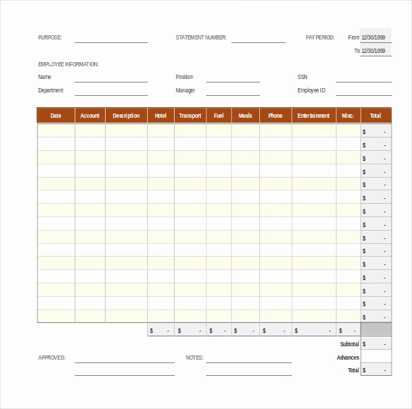 Expenses Report Template Excel Best Of 8 Expense Report Templates Free Sample Example format