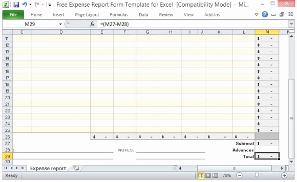 Expenses Report Template Excel Fresh Free Expense Report form Template for Excel