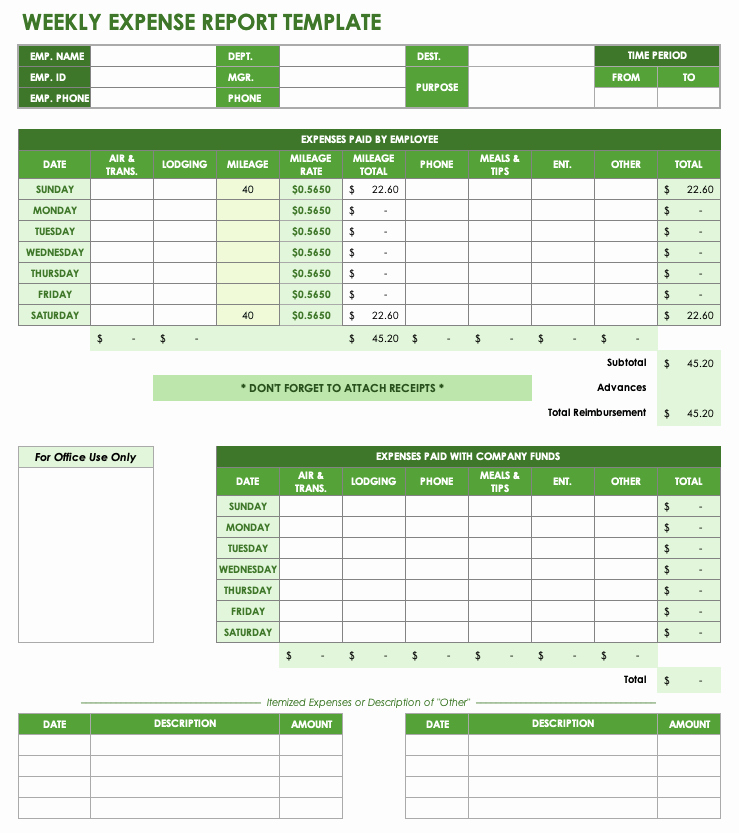 free expense report templates