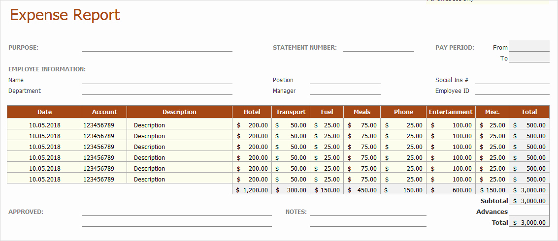 Expenses Report Template Excel Lovely Business Templates for Excel