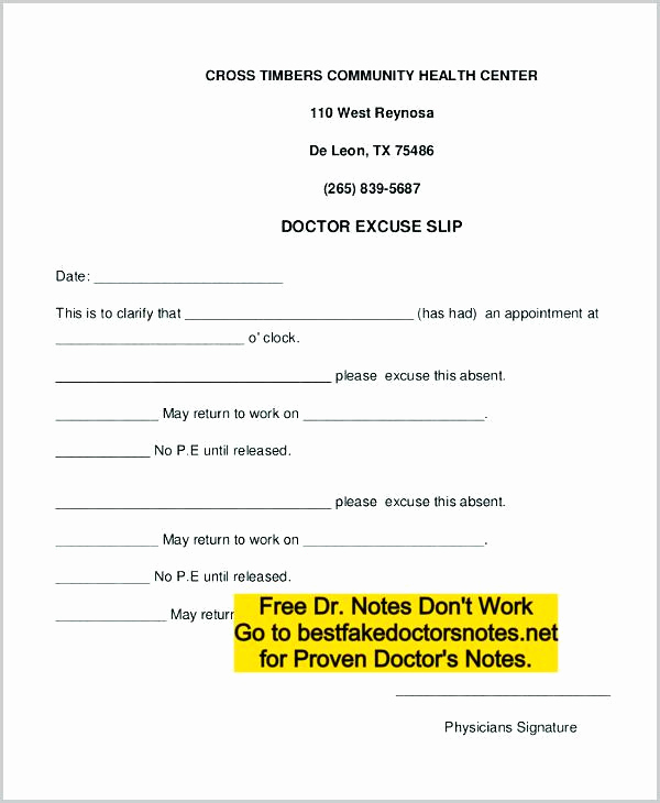 Fake Doctors Note for School Best Of Fake Doctors Note Excuse Templates for Work &amp; School Pdf