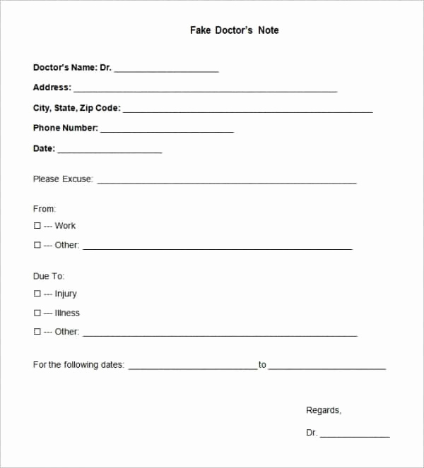 Fake Doctors Note for School Elegant 35 Doctors Note Templates Word Pdf Apple Pages