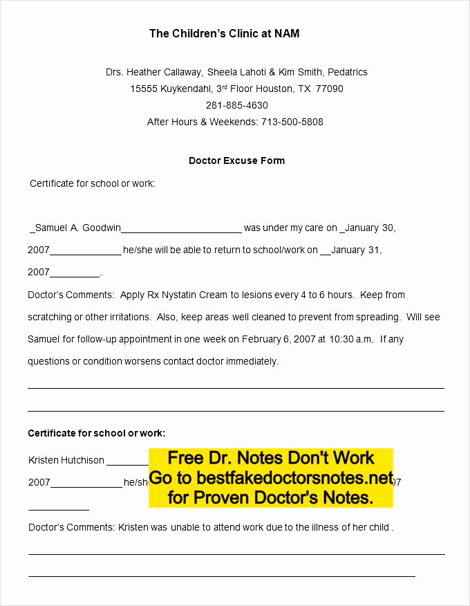 Fake Doctors Note for School Unique Fake Doctors Note Excuse Templates for Work &amp; School Pdf
