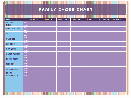 Family Chore Chart Template Elegant Rewards Idea and Chore Chart for Kids