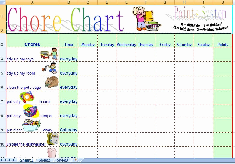 Family Chore Chart Template Fresh Family Daily Chore Chart Template Free