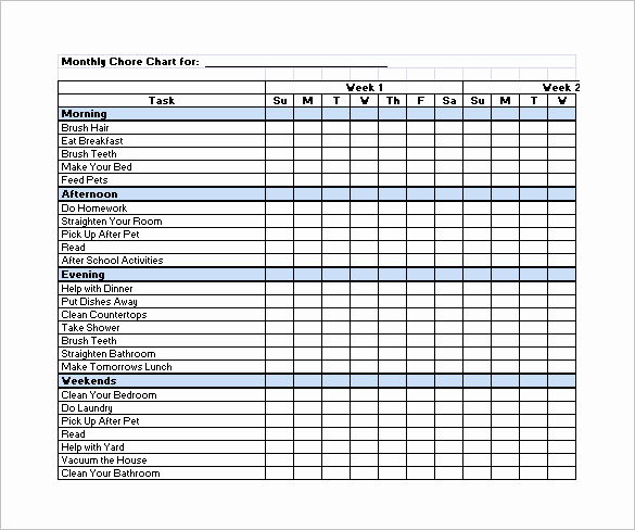 Family Chore Chart Template Lovely Family Chore Chart Template – 13 Free Sample Example