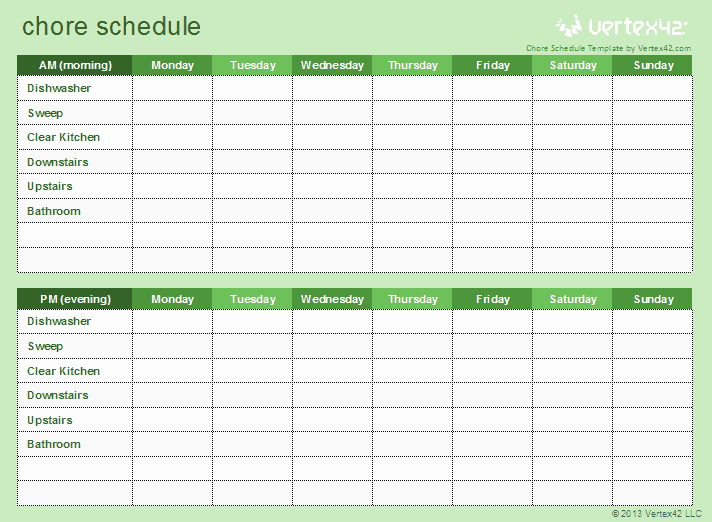 Family Chore Chart Template Lovely Kids Chore Schedule Template