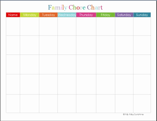 Family Chore Chart Template Unique Family Chore Chart Printable
