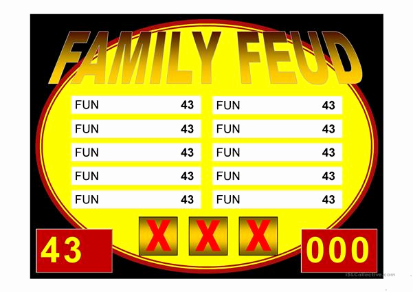 Family Feud Powerpoint Template Lovely Family Feud Game Power Point Template Worksheet Free Esl
