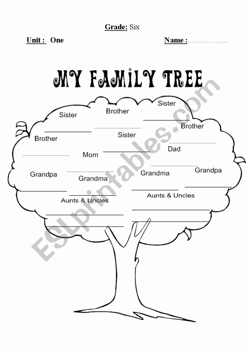 Family Tree Worksheet Printable Awesome Family Tree Esl Worksheet by Mohammed95