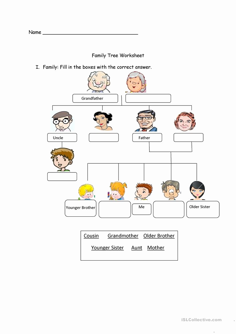 Family Tree Worksheet Printable Elegant Family Tree Worksheet Worksheet Free Esl Printable