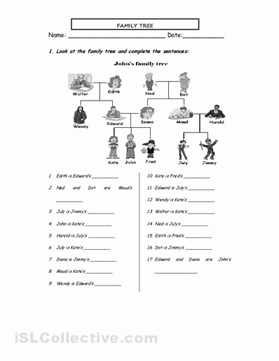 Family Tree Worksheet Printable Unique 16 Best Of Family Tree Worksheet Esl Family Tree