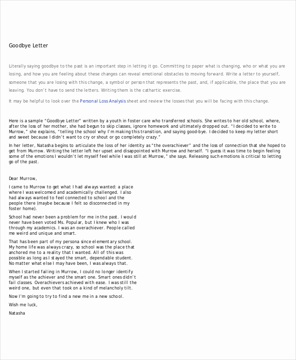 Farewell Letter to Colleagues Inspirational Goodbye Letter Template 5 Free Pdf Documents Download