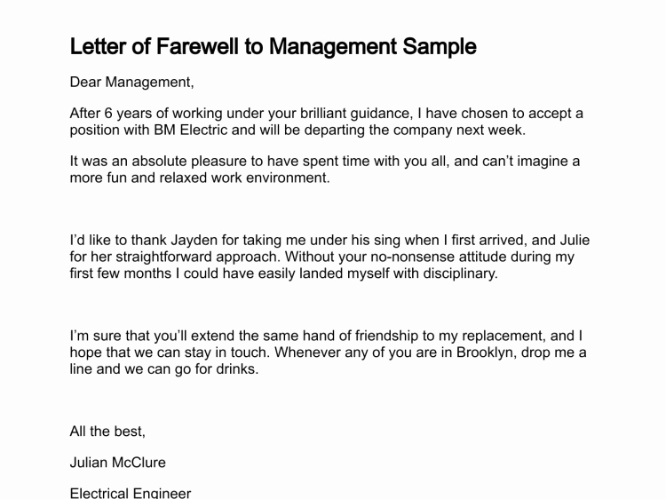 Farewell Letter to Colleagues Luxury Letter Of Farewell