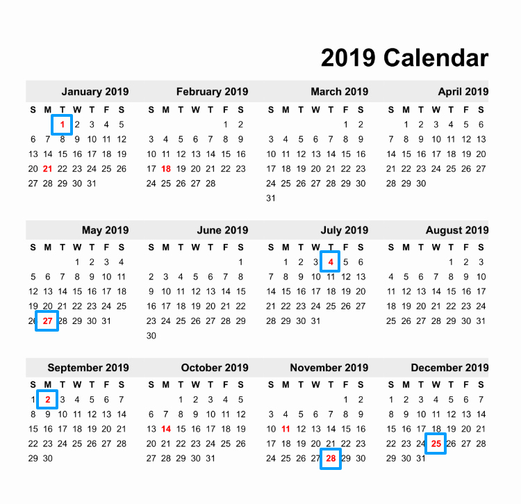 Fedex Holidays Schedule 2019 Fresh Ups Holidays 2018