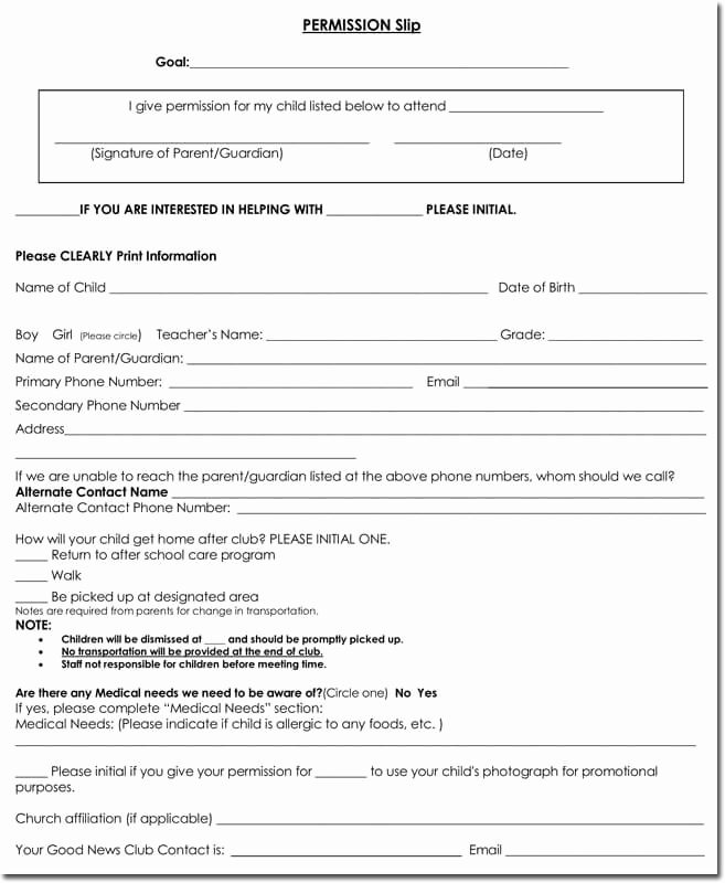 Field Trip Permission Slip Template Inspirational 25 Field Trip Permission Slip Templates for Schools and