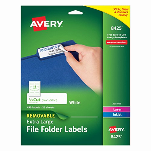 File Folder Label Template Awesome Avery Removable Extra File Folder Labels 1 3 Cut