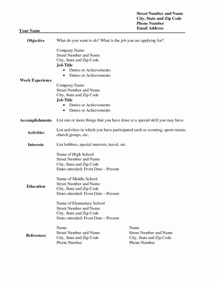 Fill In the Blank Resume Fresh Download Free Blank Resume form Template