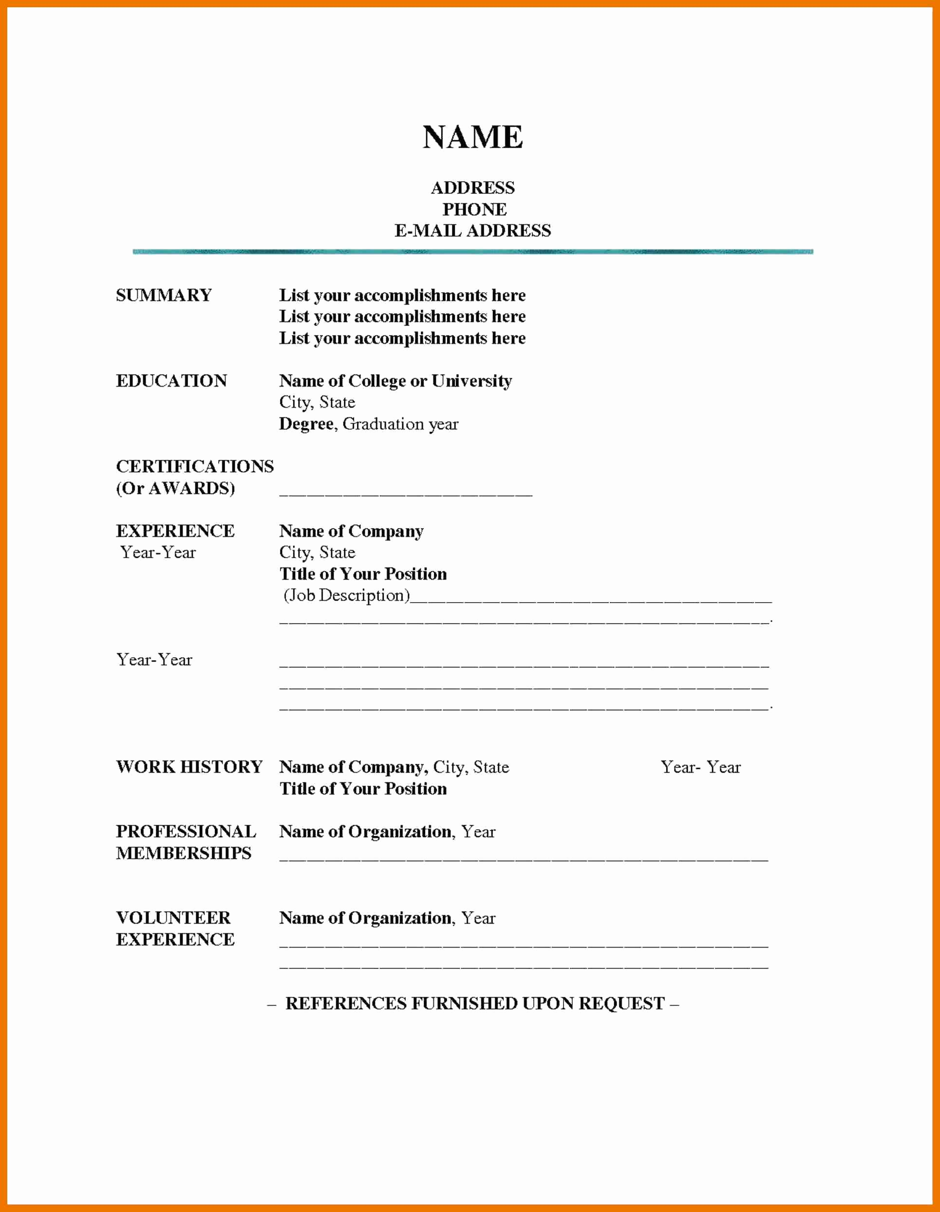 Fill In the Blank Resume Luxury forms Resume