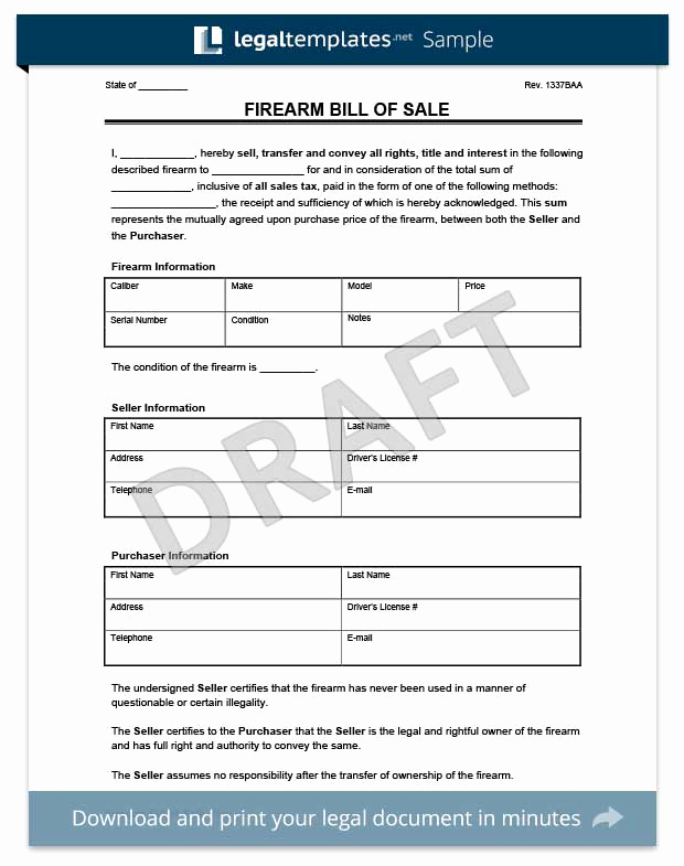 Firearm Bill Of Sale form Awesome Create A Firearm Bill Of Sale form