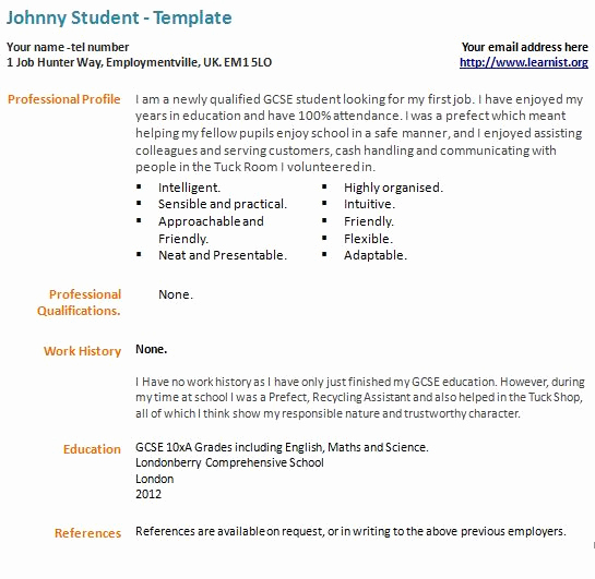 First Job Resume Template Awesome Cv Template Student First Job