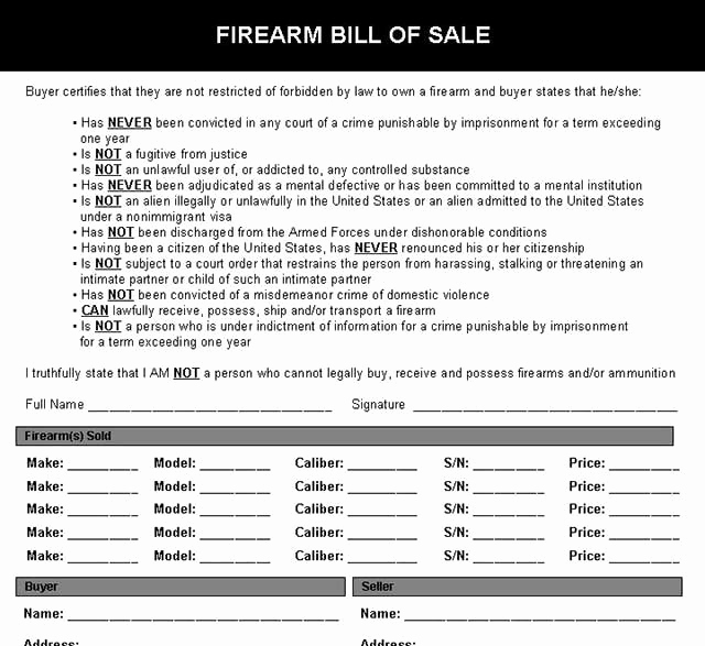 Florida Firearm Bill Of Sale Fresh 12 Firearm Bill Of Sale Florida