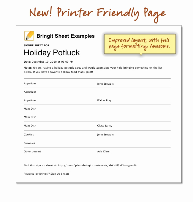Food Sign Up Sheet Best Of Printable Holiday Potluck Sign Up Sheet