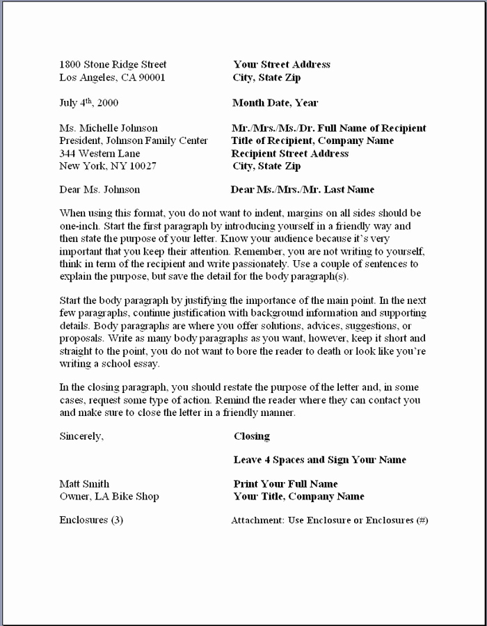 Formal Business Letter Template Beautiful Business Letter format – formal Writing Sample Template