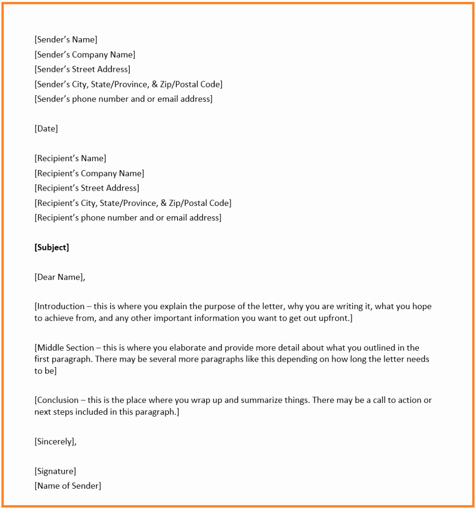Formal Business Letter Template Lovely Business Letter format Overview Structure and Example