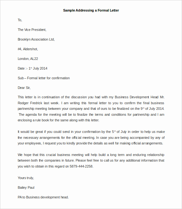Formal Letter Template Word Luxury 23 Best formal Letter Templates Free Sample Example