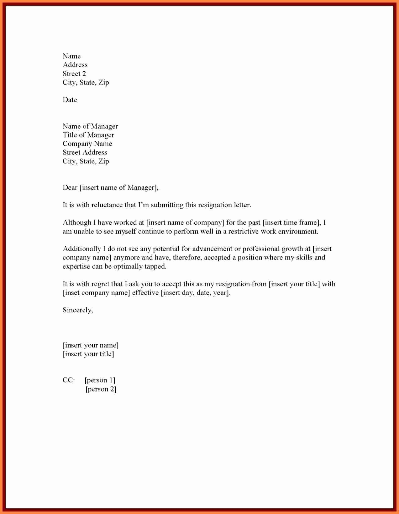 Formal Resign Letter Template Fresh Immediate Resignation Letter Template Examples