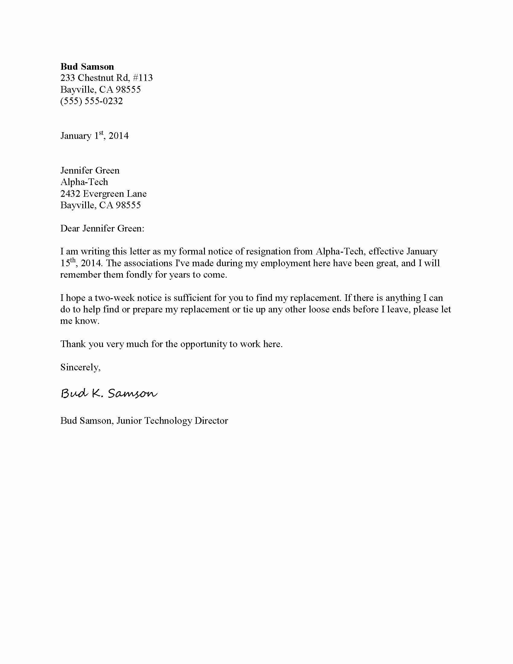 Formal Resign Letter Template Unique Letter Templates