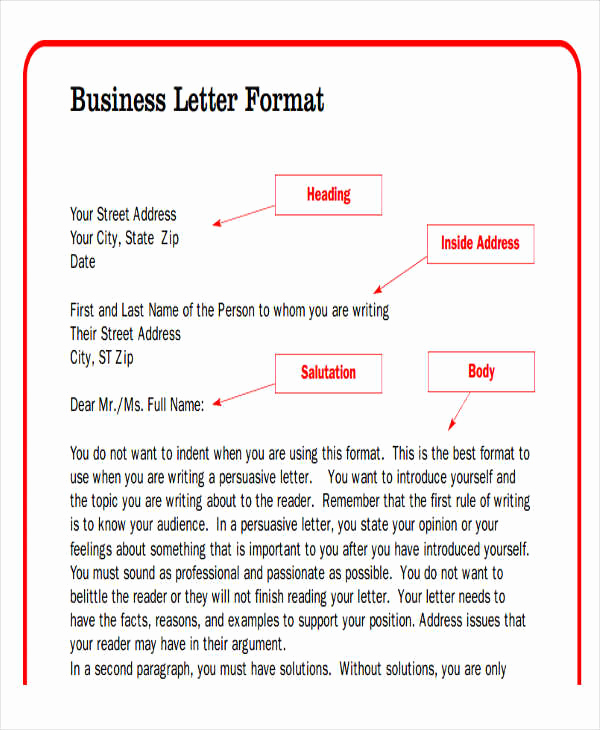 Format for A Business Letter Awesome Business Letter format – Download Samples Of Business