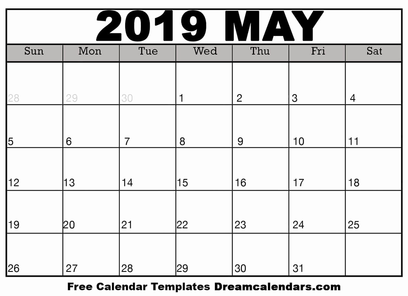 Free 2019 Calendar Template Elegant Printable May 2019 Calendar