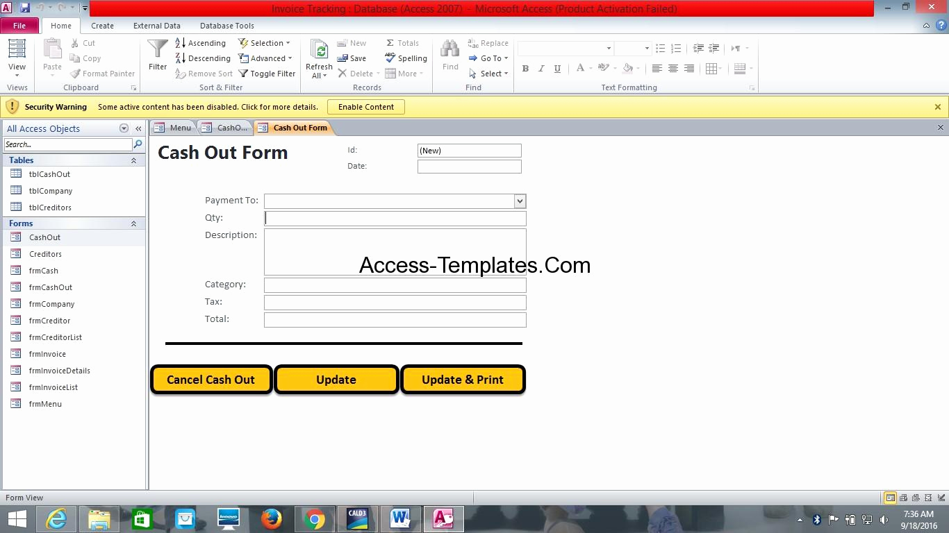 Free Access Database Templates Fresh Ms Access Database Invoice Tracking Template