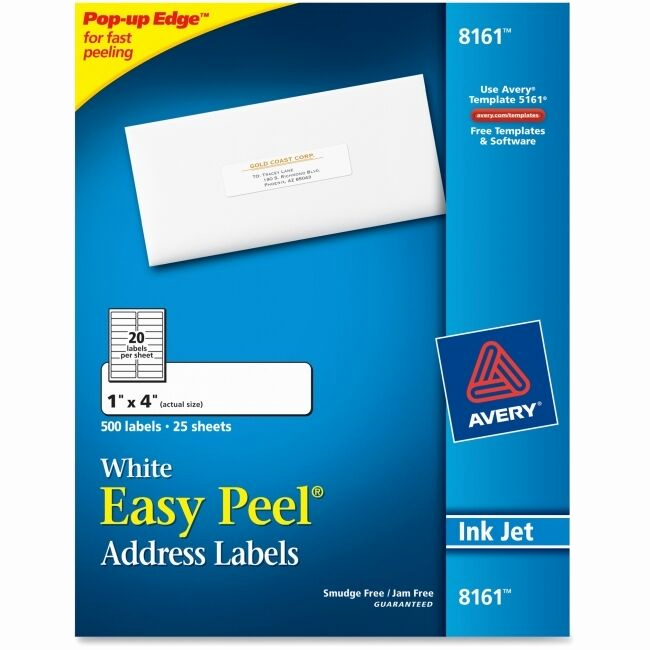 Free Address Labels Samples Lovely Avery Easy Peel Inkjet Address Labels 1 X 4 White 500