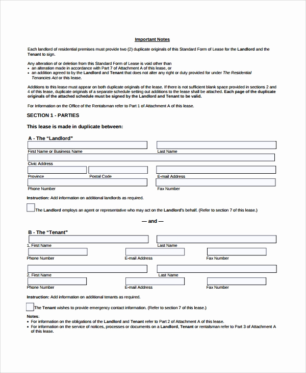 Free Blank Lease Agreement Awesome Sample Blank Lease Agreement 7 Documents In Pdf Word
