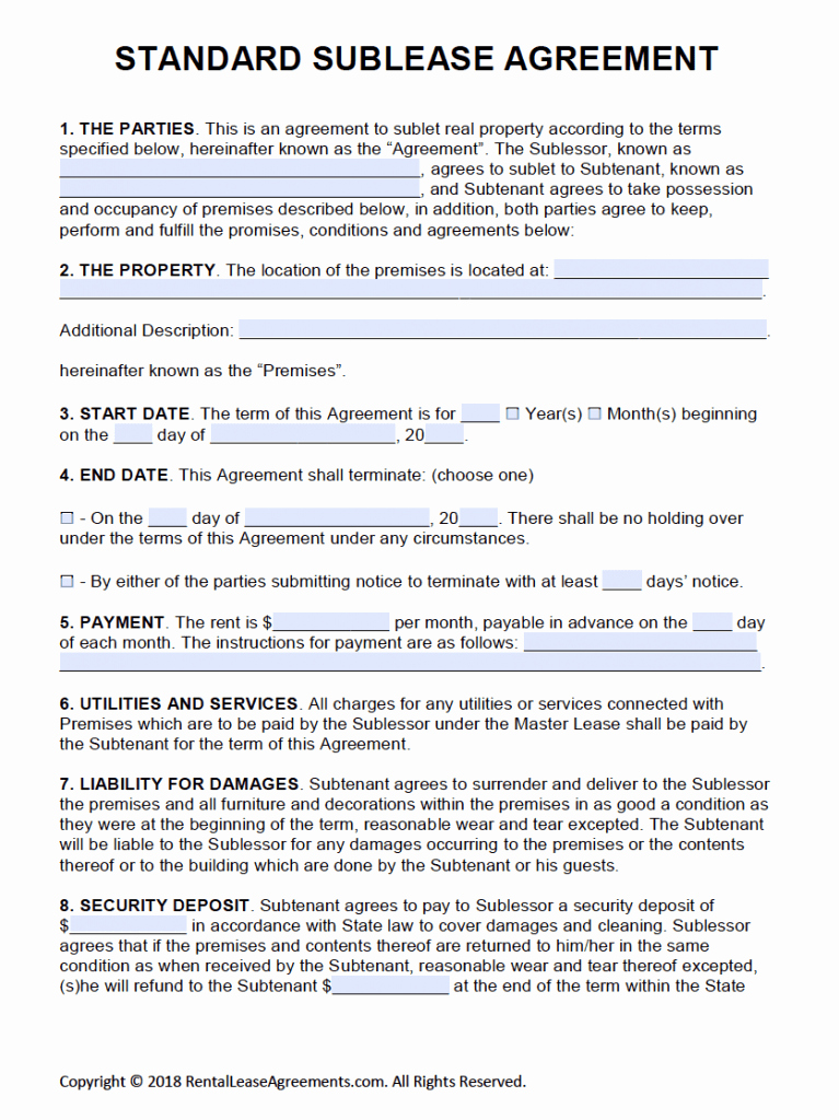 Free Blank Lease Agreement Beautiful Free Printable Rental Lease Agreement Templates