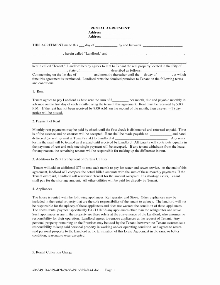 Free Blank Lease Agreement Beautiful Standard Editable Rental Lease Agreement Example with