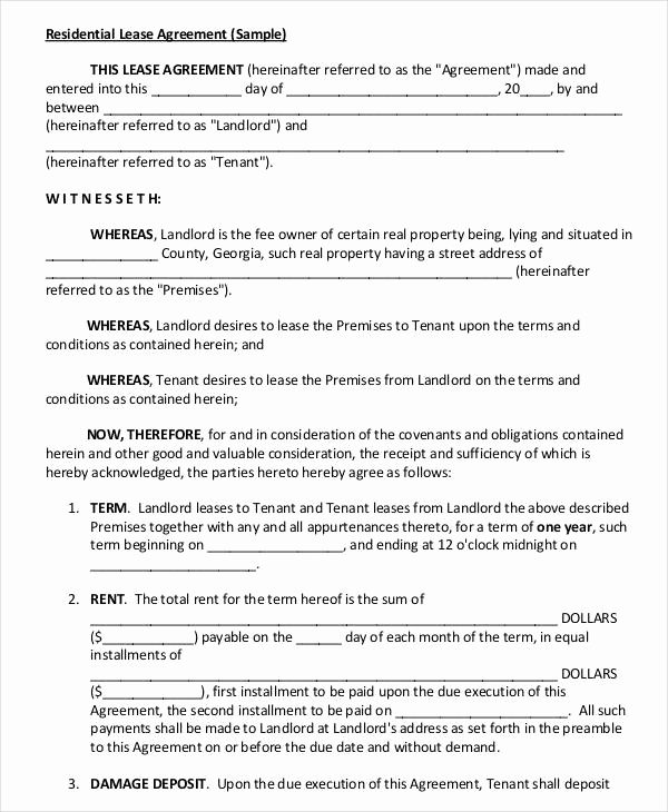 Free Blank Lease Agreement New Lease Agreement form Template