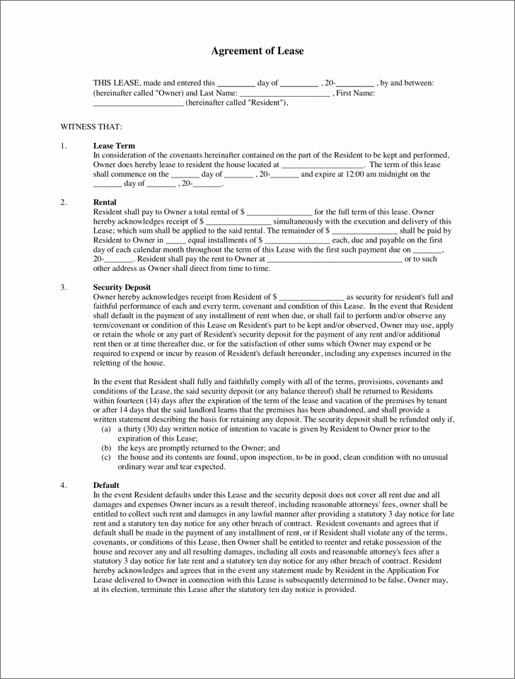 Free Blank Lease Agreement Unique Editable Agreement Of Lease Template Example with Blank