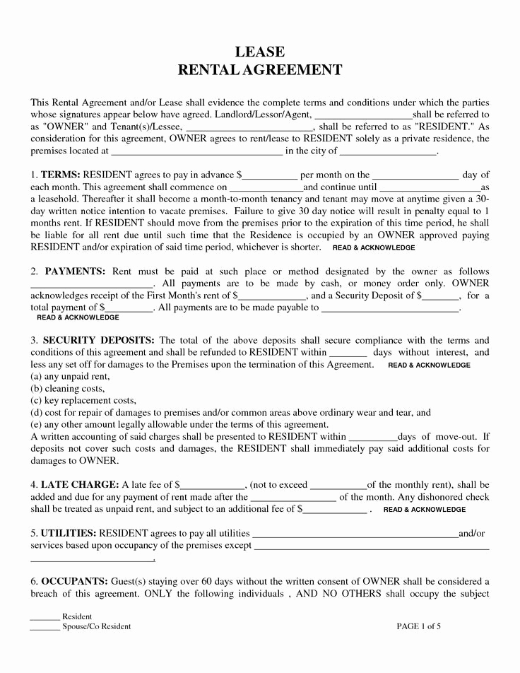 Free Blank Lease Agreement Unique Printable Sample Rental Lease Agreement Templates Free