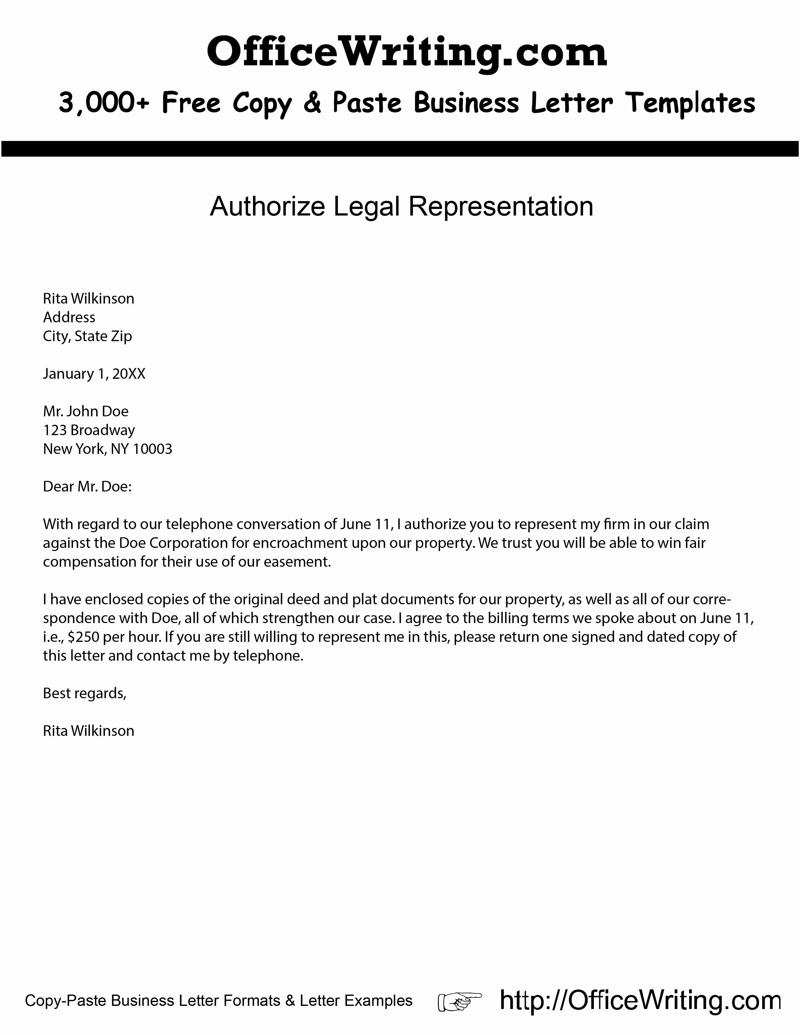 Free Business Letter Template Beautiful Authorize Legal Representation Download Free Business