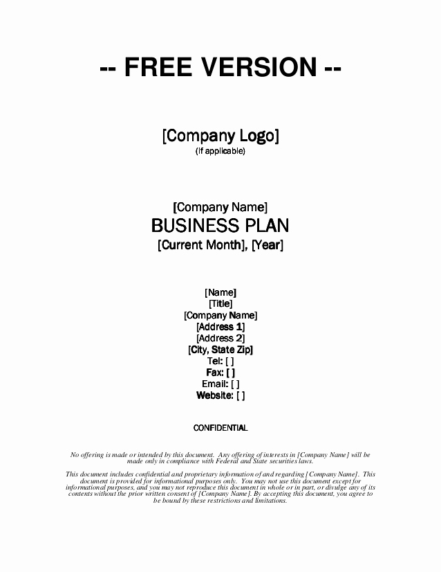 Free Business Proposal Template Luxury Growthink Business Plan Template Free Download