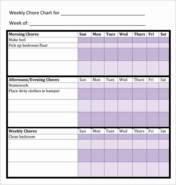 Free Chore Chart Template Elegant Sample Chore Chart 9 Documents In Word Excel Pdf