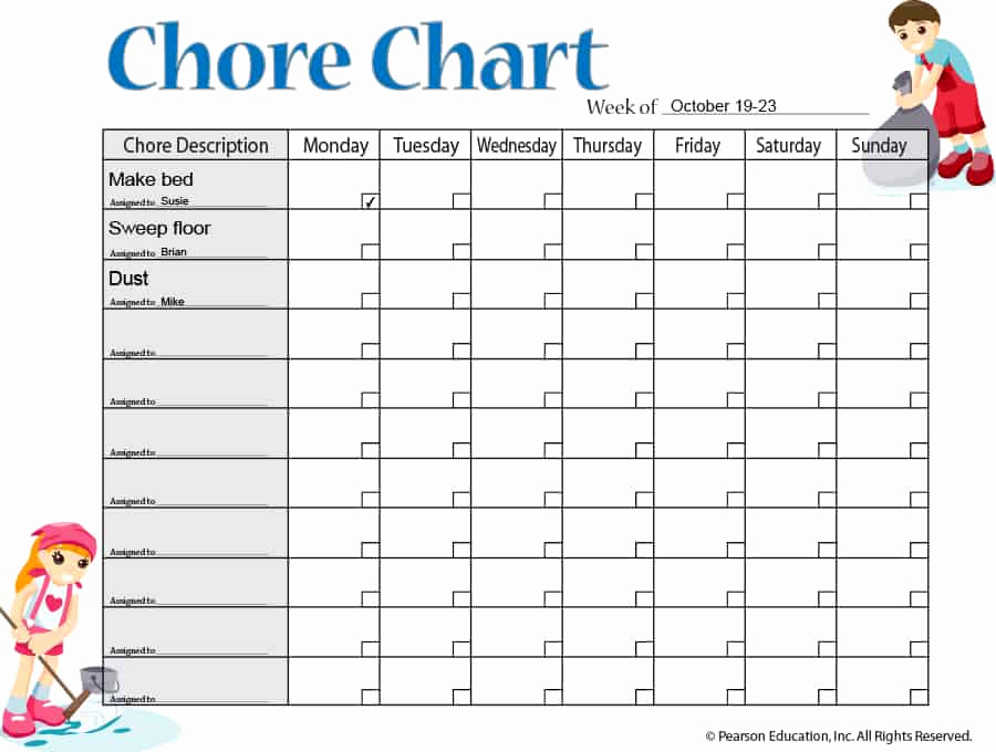 Free Chore Chart Template Fresh 43 Free Chore Chart Templates for Kids Template Lab